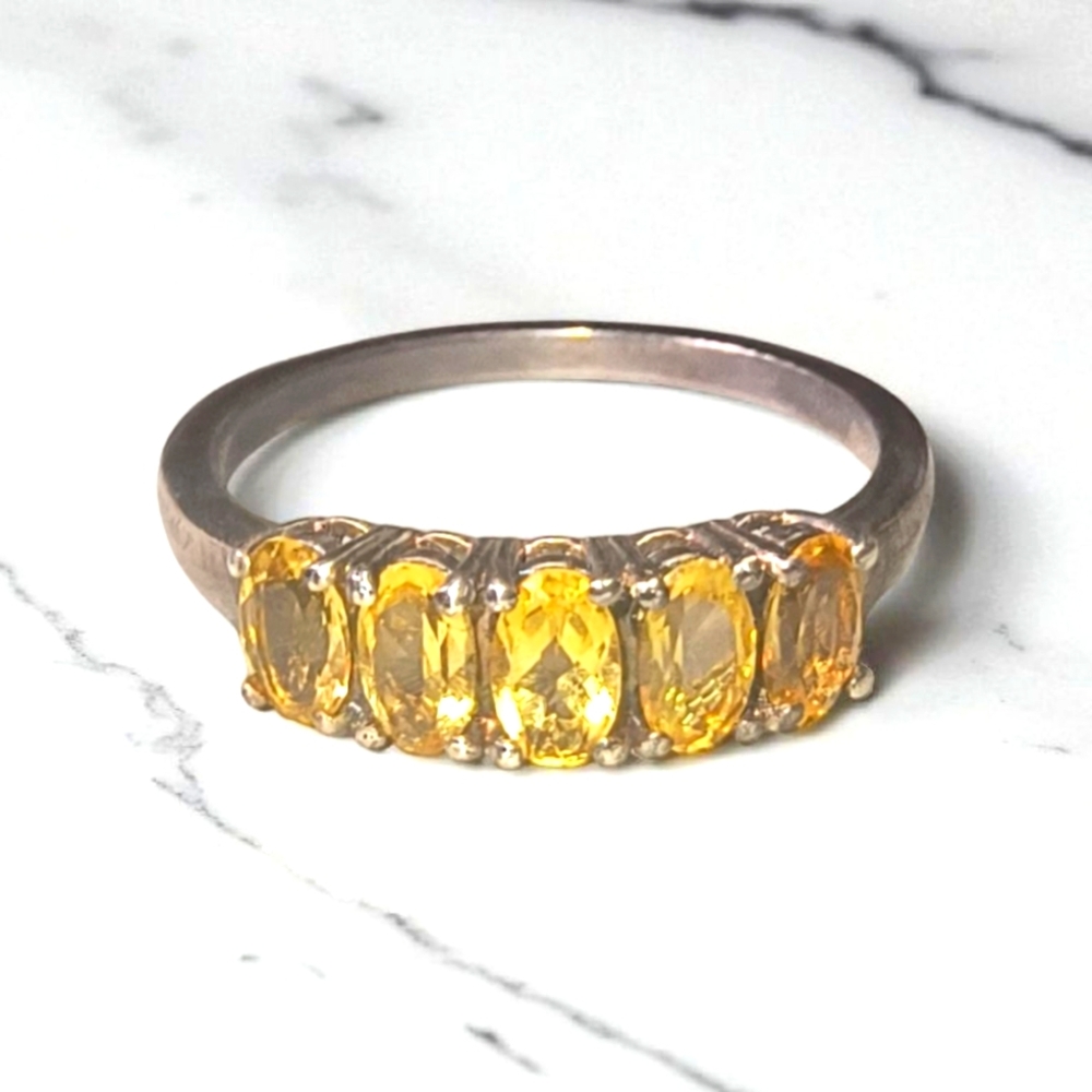STS Chuck Clemency Yellow Citrine 5 Stone Classic Band Ring